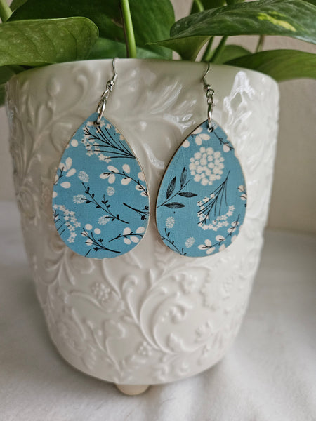 Wooden Fashion Decoupage Teardrop Earrings