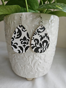 Wooden Fashion Decoupage Teardrop Earrings