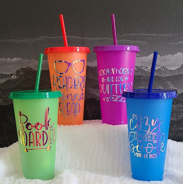 Color Changing Bookworm Cold Beverage Tumblers - Classic Colors Collection