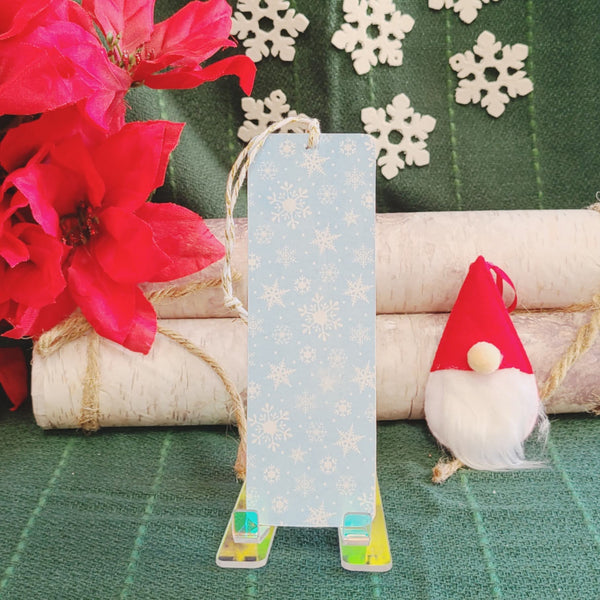 Classic Blue Snowflake Wooden Bookmark