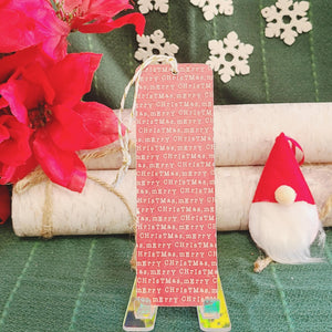 Merry Christmas Words Wooden Bookmark