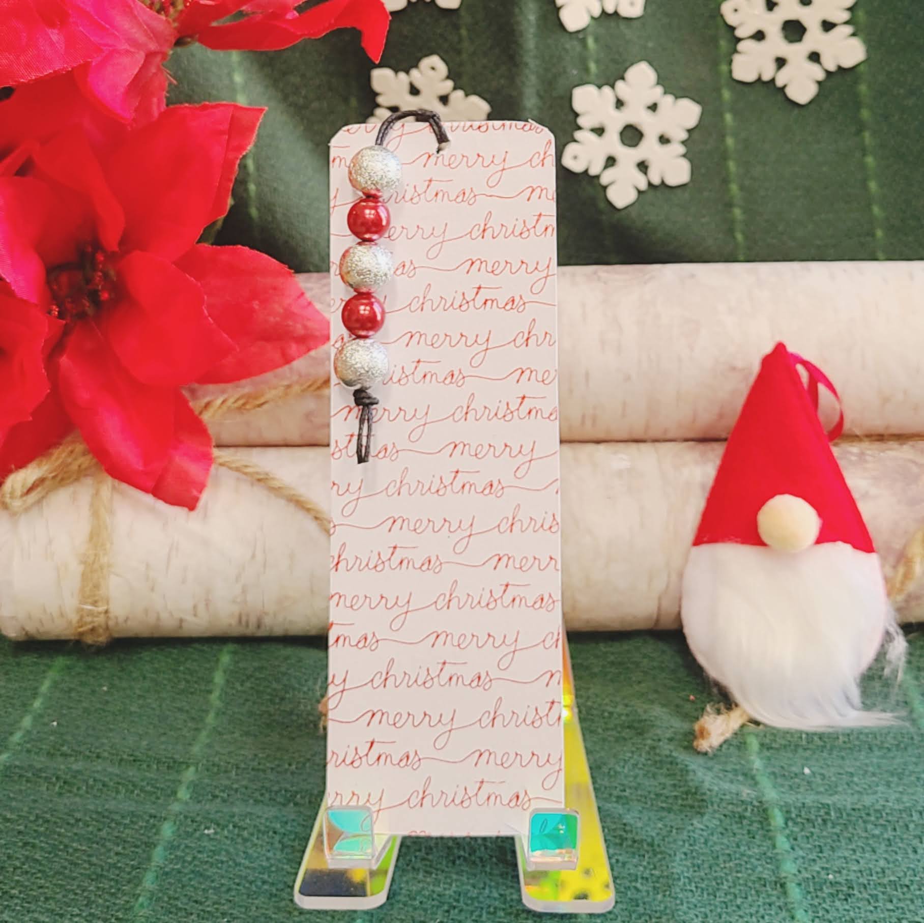 Merry Christmas Foil Wooden Bookmark