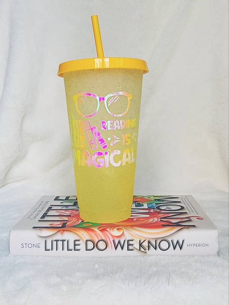 Cold Beverage Color Change Tumbler - Rainbow Glitter Collection