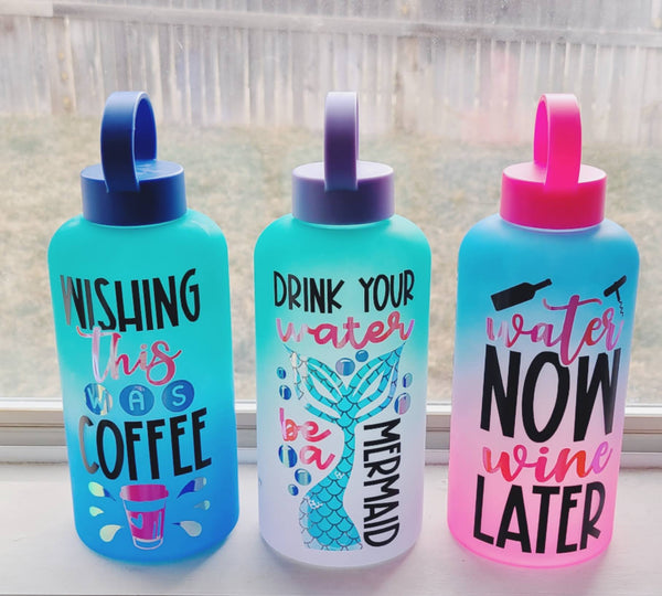 Motivational Ombre Water Tracker Bottle